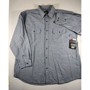 Key Industries Blue Chambray Long Sleeve Work Shirt Workwear Mens 2XL Reg 517.45
